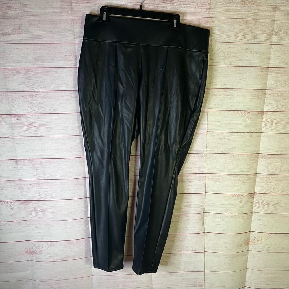 Nine West Black Faux Leather Pull On Leggings‎ Pants Size XL